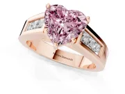 Heart-Shaped Channel-Set Engagement Ring Setting for a Fancy Pink Lab-Grown Diamond | Rose Gold