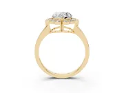 Heart-Shaped Scalloped Cluster Halo Engagement Ring Setting | Plain Band | Yellow Gold