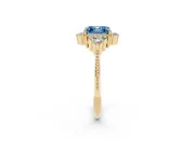 Asscher Cut Cluster Engagement Ring Setting for a Fancy Blue Lab-Grown Diamond | Yellow Gold