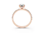 Emerald Cut Pave Solitaire Engagement Ring Setting | Double Claw Prongs | Rose Gold