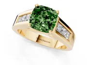 Cushion Cut Channel-Set Engagement Ring Setting for a Fancy Green Lab-Grown Diamond | Yellow Gold