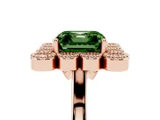 Asscher Cut Milgrain Cluster Halo Engagement Ring Setting for a Fancy Green Lab-Grown Diamond | Plain Band | Rose Gold
