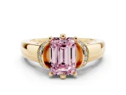 Emerald Cut Pavé Collar Engagement Ring Setting for a Fancy Pink Lab-Grown Diamond | Yellow Gold