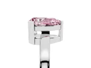 Fancy Pink Pear Cut Diamond Solitaire Ring Set in Silver with Prong Head and Smooth Polished Band