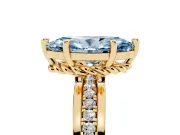 Marquise Channel Set Engagement Ring Setting for a Fancy Blue Lab-Grown Diamond | Rope Collar | Yellow Gold