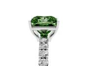 Princess Cut Pave Engagement Ring Setting for a Fancy Green Lab-Grown Diamond | Shared Prong Band | Platinum