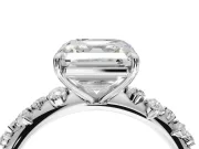 Asscher Cut Solitaire Engagement Ring Setting | Graduated Scattered Accents | Sterling Silver