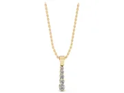 Round Lab-Grown Diamond Graduated Vertical Pendant Necklace | Prong Set | Yellow Gold