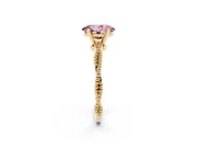 Fancy Pink Oval Cut Diamond Solitaire Ring Set in Yellow gold with Twisted Band and Bead Prong Setting
