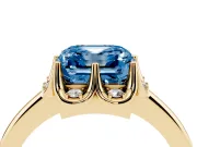 Asscher Cut Petal Halo Engagement Ring Setting for a Fancy Blue Lab-Grown Diamond | Yellow Gold