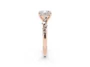 Cushion Cut Diamond Solitaire Vine Band Ring Set in Rose gold with Round Accents and Prong Setting
