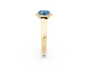 Round Knife-Edge Halo Engagement Ring Setting for a Fancy Blue Lab-Grown Diamond | Yellow Gold