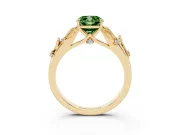 Cushion Cut Leaf Solitaire Engagement Ring Setting for a Fancy Green Lab-Grown Diamond | Yellow Gold