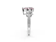 Pear-Shaped Three Stone Engagement Ring Setting for a Fancy Pink Lab-Grown Diamond | Tapered Pave Band | Platinum