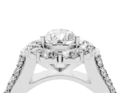 Pear Cut Diamond Halo Engagement Ring Set in White gold with Split Shank and Prong Setting