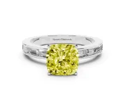 Cushion Cut Channel Set Engagement Ring Setting for a Fancy Yellow Lab-Grown Diamond | Platinum