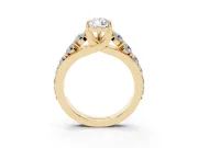 Pear-Shaped Graduated Side Stone Engagement Ring Setting | Shared Prong Rails | Yellow Gold