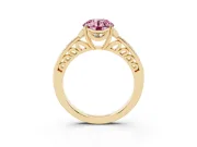 Round Floral Pavé Engagement Ring Setting for a Fancy Pink Lab-Grown Diamond | Yellow Gold