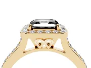 Asscher Cut Pavé Halo Engagement Ring Setting for a Black Center | Yellow Gold