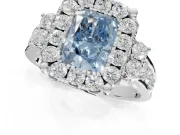 Radiant Cut Halo Engagement Ring Setting for a Fancy Blue Lab-Grown Diamond | Graduated Channel Band | Platinum