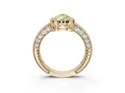 Pear-Shaped Milgrain Halo Engagement Ring Setting for a Fancy Yellow Lab-Grown Diamond | Wide Pavé Band | Yellow Gold