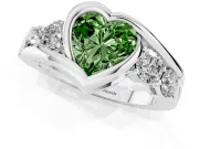 Heart-Shaped Bezel Bypass Engagement Ring Setting for a Fancy Green Lab-Grown Diamond | White Gold