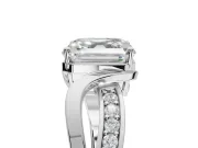 Asscher Cut Bypass Solitaire Engagement Ring Setting | Pavé and Plain Strands | Platinum