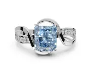 Radiant Cut Bypass Solitaire Engagement Ring Setting for a Fancy Blue Lab-Grown Diamond | Pavé Strands | Sterling Silver