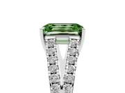 Emerald Cut Graduated Split Shank Engagement Ring Setting for a Fancy Green Lab-Grown Diamond | Platinum