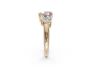 Heart-Shaped Three Stone Engagement Ring Setting for a Fancy Pink Lab-Grown Diamond | Plain Band | Yellow Gold