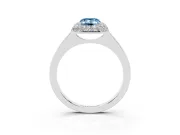 Fancy Blue Emerald Cut Diamond Halo Engagement Ring Set in Silver with Solitaire Band and Prong Setting
