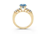 Round 5 Stone Engagement Ring Setting for a Fancy Blue Lab-Grown Diamond | Yellow Gold