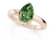 Fancy Green Pear Cut Diamond Solitaire Ring Set in Rose gold with Prong Head and Smooth Polished Band
