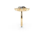 Pear-Shaped Cluster Halo Engagement Ring Setting for a Black Center | Yellow Gold