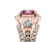 Asscher Cut Halo Split Shank Engagement Ring Setting for a Fancy Pink Lab-Grown Diamond | Round Side Stones | Rose Gold