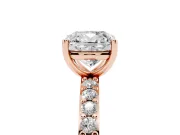 Cushion Cut Pavé Solitaire Engagement Ring Setting | Single Row Band | Rose Gold