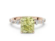 Radiant Cut Pavé Engagement Ring Setting for a Fancy Yellow Lab-Grown Diamond | Alternating Accents | Rose Gold