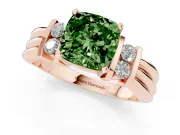 Cushion Cut Bar-Set Engagement Ring Setting for a Fancy Green Lab-Grown Diamond | Rose Gold
