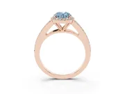 Oval Halo Engagement Ring Setting for a Fancy Blue Lab-Grown Diamond | V-Split Pavé Band | Rose Gold