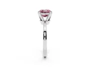 Fancy Pink Asscher Cut Diamond Solitaire Engagement Ring Set in Silver with Slim Tapered Solitaire Band