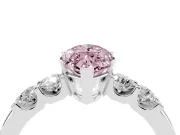 Fancy Pink Marquise Cut Diamond Five-Stone Prong Set Engagement Ring Set in White gold with Channel Band