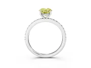 Fancy Yellow Oval Cut Diamond Pavé Band Ring Set in Silver with Prong-Set Center Stone