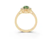 Fancy Green Marquise Cut Diamond Halo Ring Set in Yellow gold with Round Halo and Smooth Solitaire Band
