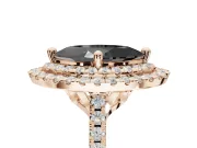 Fancy Black Marquise Lab-Grown Diamond Double Halo Statement Ring Set in Rose Gold with Pavé Band