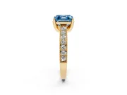Asscher Cut Hidden Halo Engagement Ring Setting for a Fancy Blue Lab-Grown Diamond | Milgrain Pave | Yellow Gold