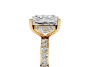 Asscher Cut Diamond Pavé Band Ring Set in Yellow gold with Prong-Set Center Stone