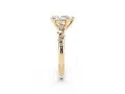Pear Cut Diamond Solitaire Vine Band Ring Set in Yellow gold with Round Accents and Prong Setting