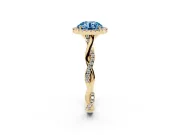 Round Twist Halo Engagement Ring Setting for a Fancy Blue Lab-Grown Diamond | Yellow Gold