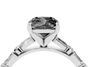 Cushion Cut Baguette Side Stone Engagement Ring Setting for a Black Center | Platinum
