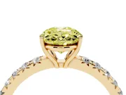 Oval Pave Solitaire Engagement Ring Setting for a Fancy Yellow Lab-Grown Diamond | Shared Prong Band | Yellow Gold